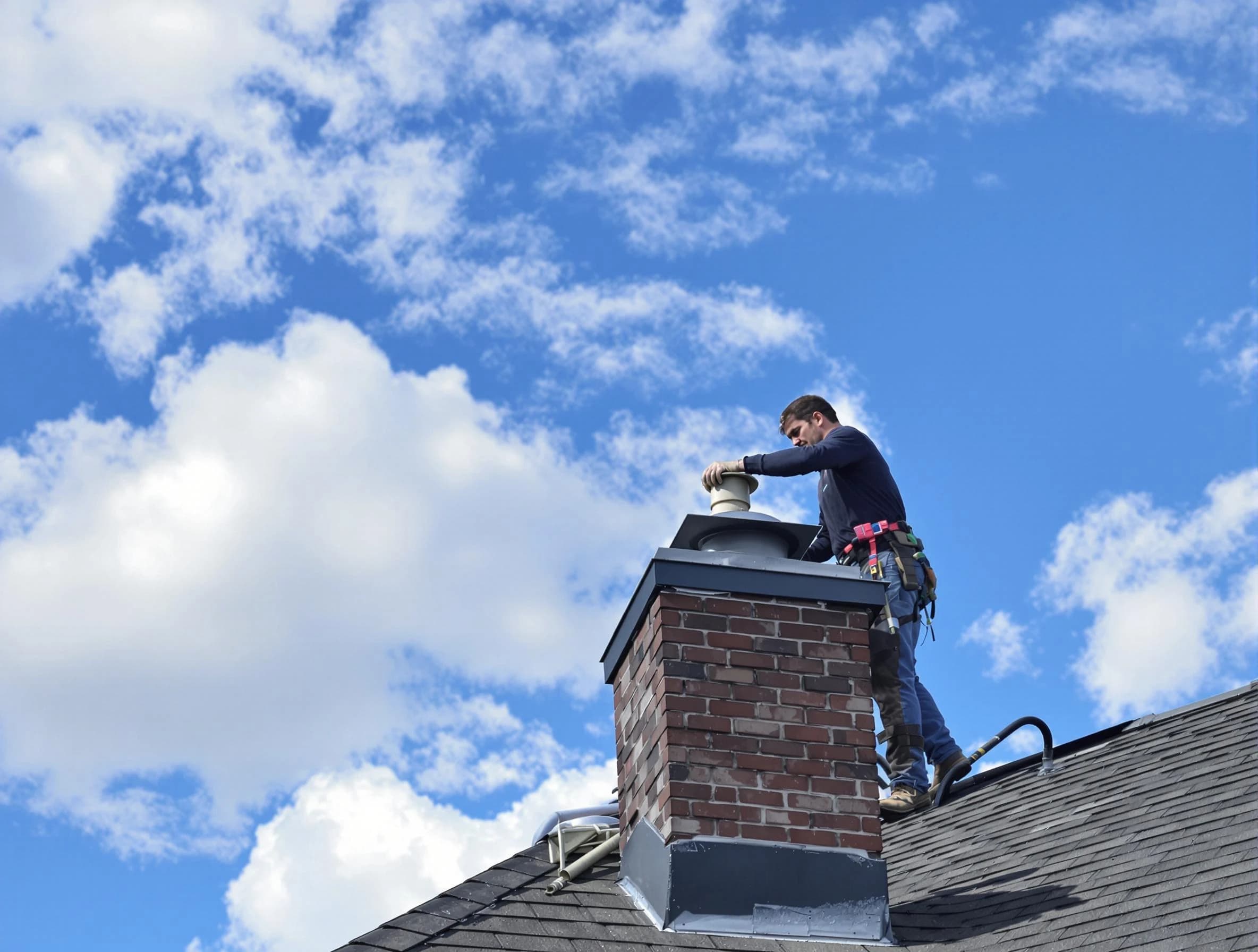 Englewood Chimney Sweep installing a sturdy chimney cap in Englewood, NJ