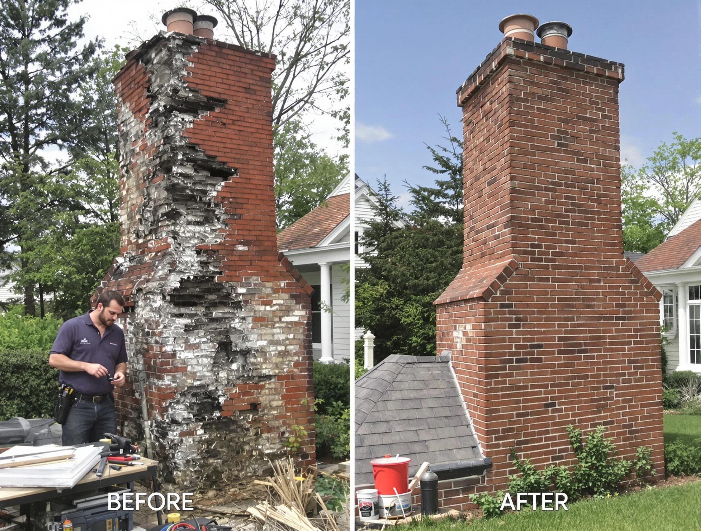 Englewood Chimney Sweep performing a full chimney restoration in Englewood, NJ