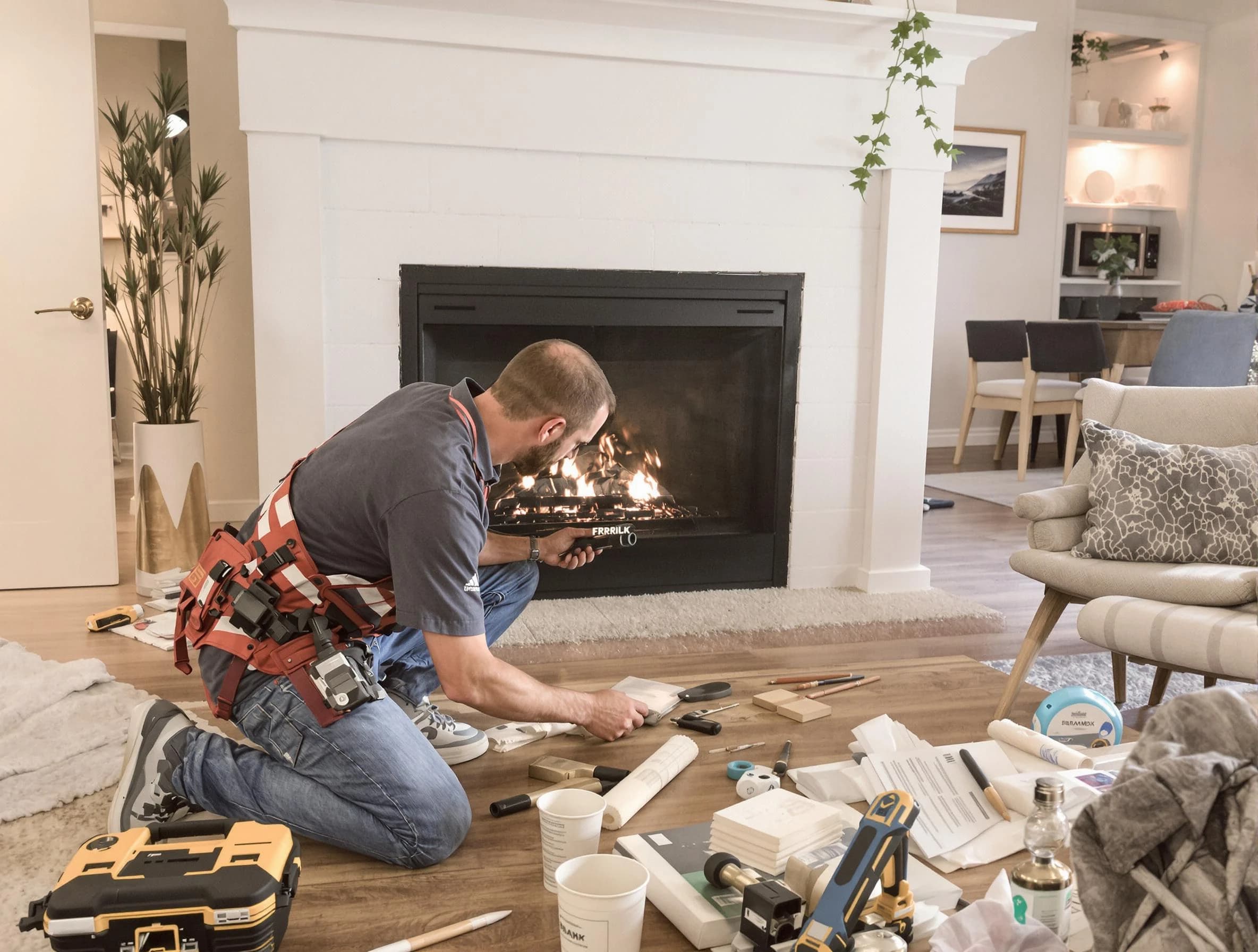 Englewood Chimney Sweep performing fireplace repair in Englewood, NJ