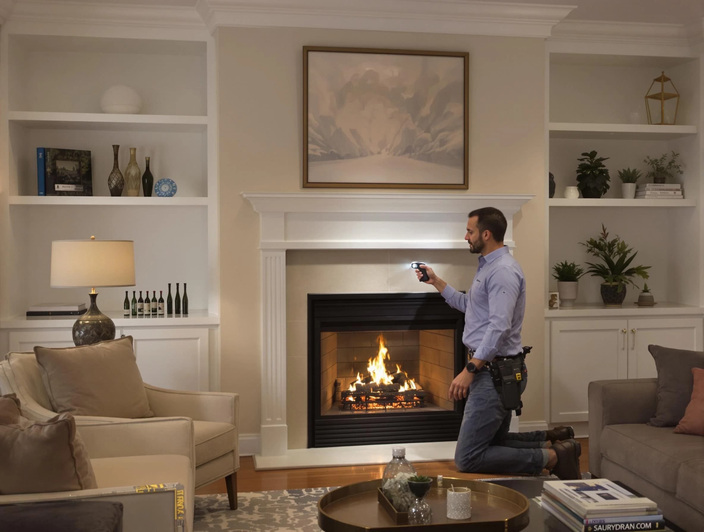 Englewood Chimney Sweep conducting a fireplace safety inspection in Englewood, NJ