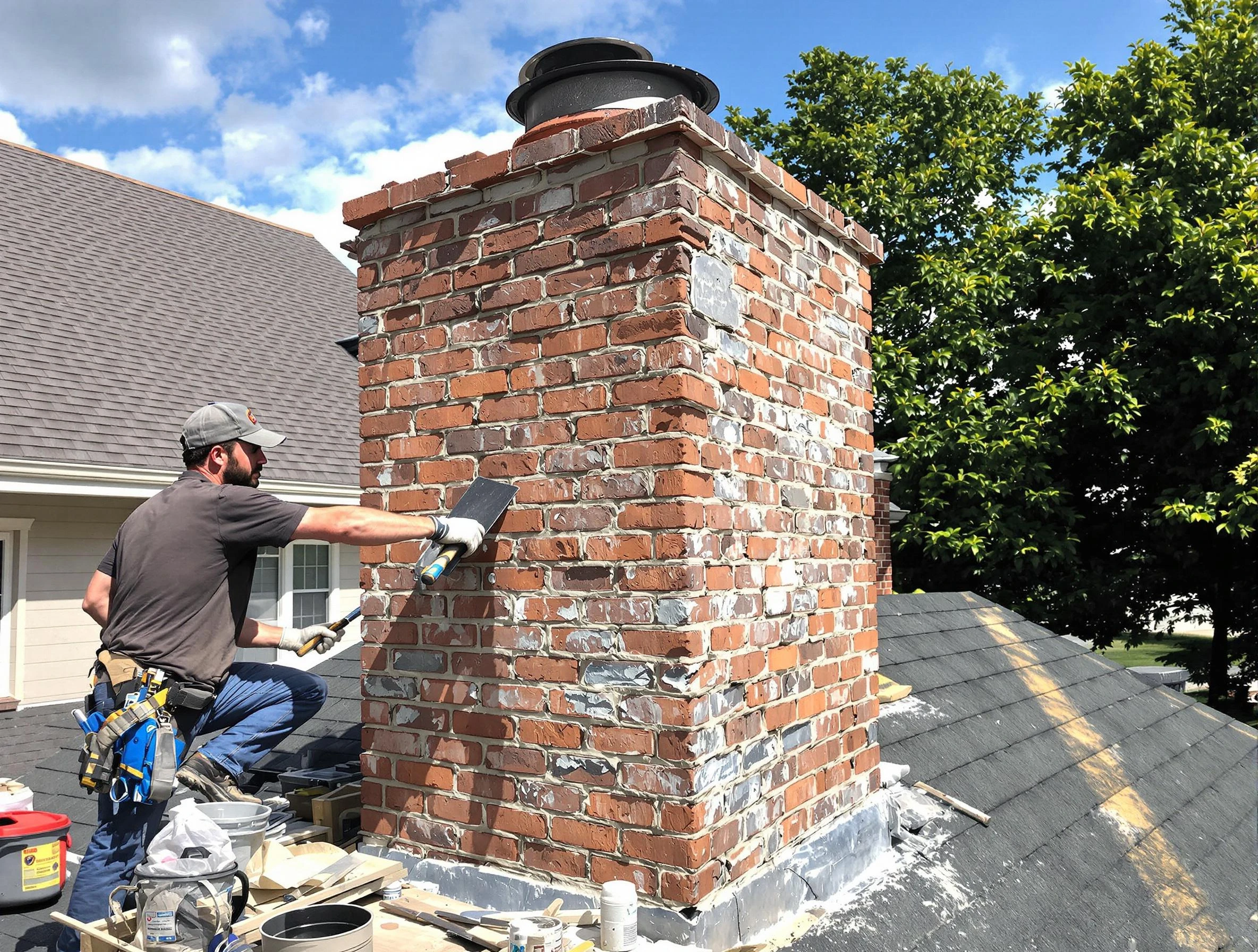 Completed chimney rebuild by Englewood Chimney Sweep in Englewood, NJ