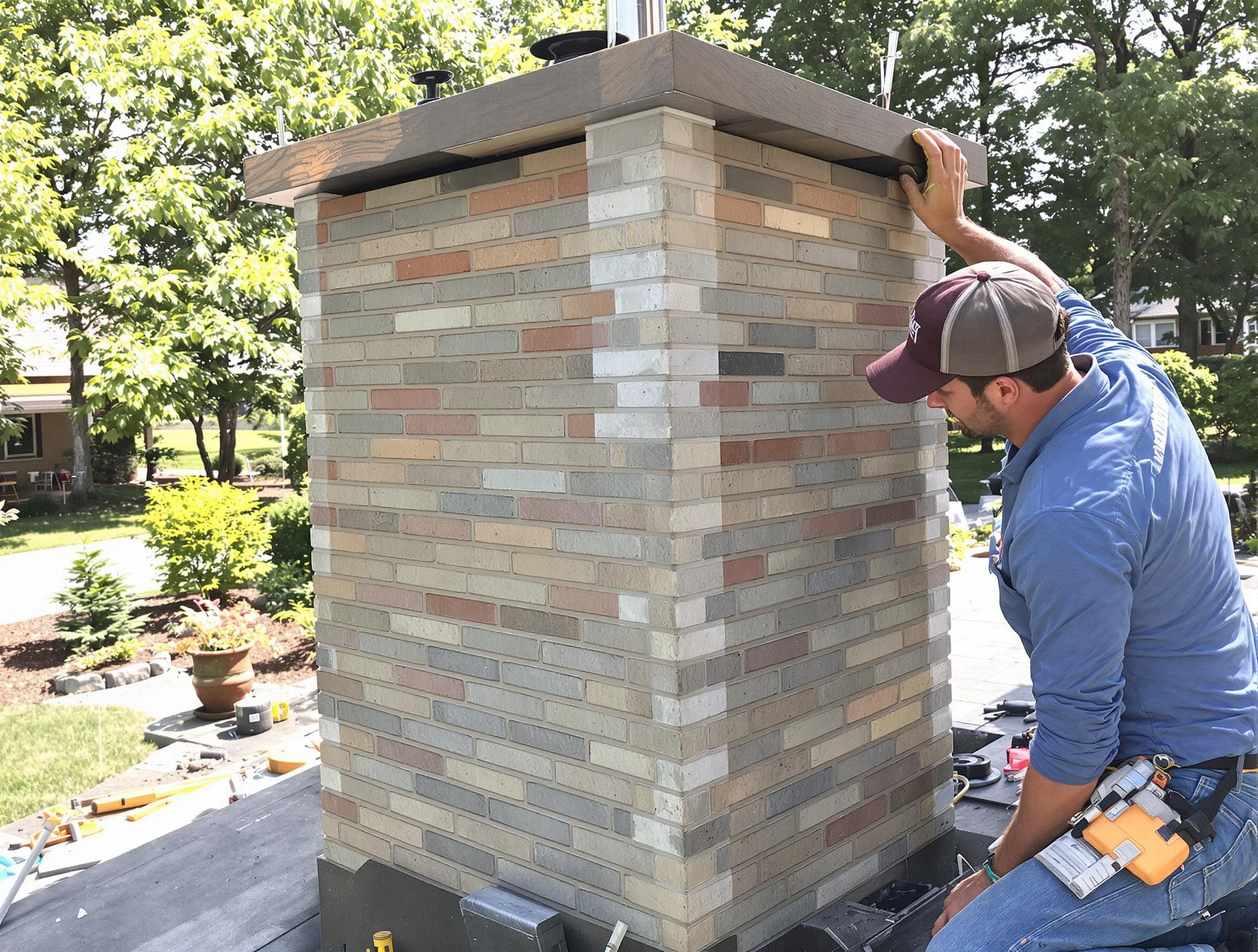 Englewood Chimney Sweep completing a modern chimney remodel in Englewood, NJ