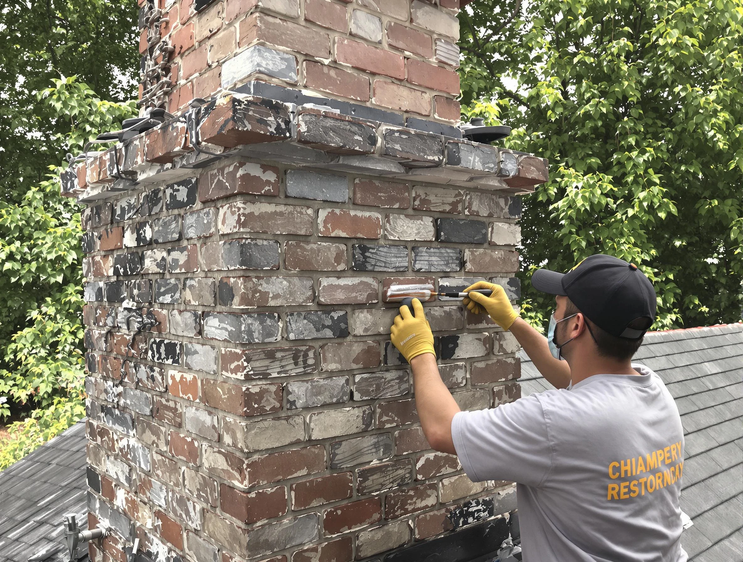 In-progress chimney restoration by Englewood Chimney Sweep in Englewood, NJ